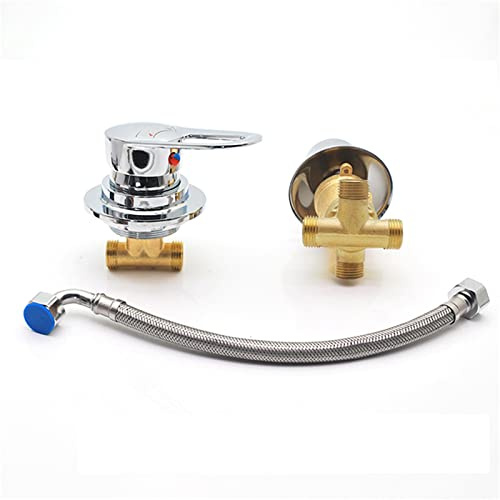 Nouveau Robinet Mitigeur de Cabine Douche à Fixation Sans Vis Split 2 Parties Intubation ou Filetage Inverseur 2/3/4/5 Voies, Cartouche en Céramique, Envoyer connecteur 30cm (Filetage Vis 3 Sortie)