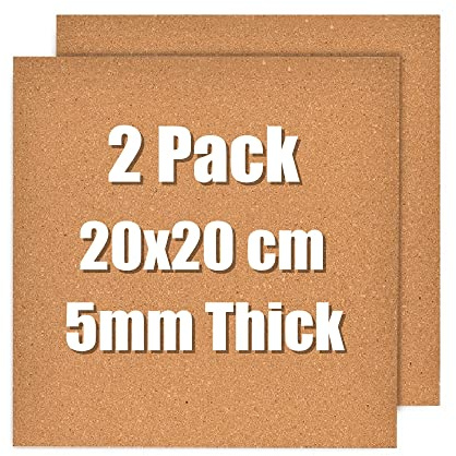 Okydoky Selbstklebende Kork-Borad, Korktafeln für Wände, Korkplattenfliesen für Büro, Zuhause, Schule (5 mm dick, 20 x 20 cm-2P)