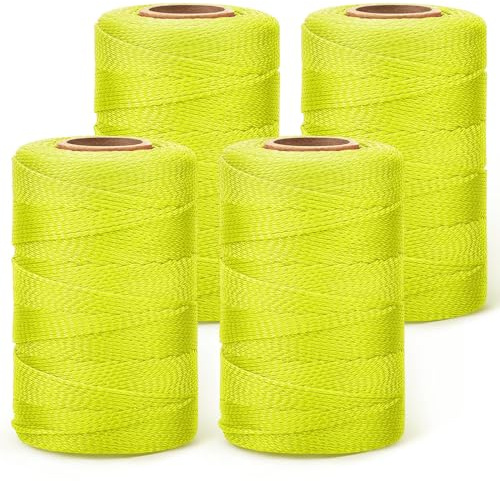 Amylove 4 Rolls Mason String Line #18, Fluorescent Yellow, 500 ft