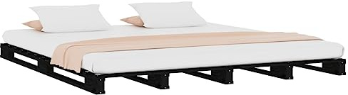 vidaXL Cama de Palets Somier Dormitorio Base Habitación Muebles Mobiliario Hogar Cuarto Descanso Madera Maciza de Pino Negro 120x190 cm