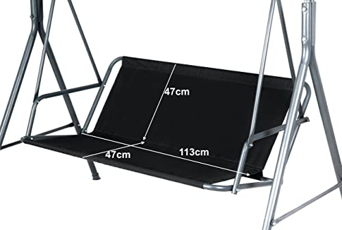 Replacement Swing Seat Cover Black Garden Swing Seat Cover Hammock Chair Garden Furniture Swing Chair (113cmx47cmx47cm-BLACK)