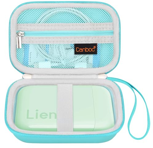 Canboc Hartschalenkoffer für Liene Pearl K100 2x3 Tragbarer Fotodrucker/Liene 2x3 Fotodrucker, Reißverschluss Mesh Tasche passt Fotopapier, Kabel, Grün (NUR Fall)