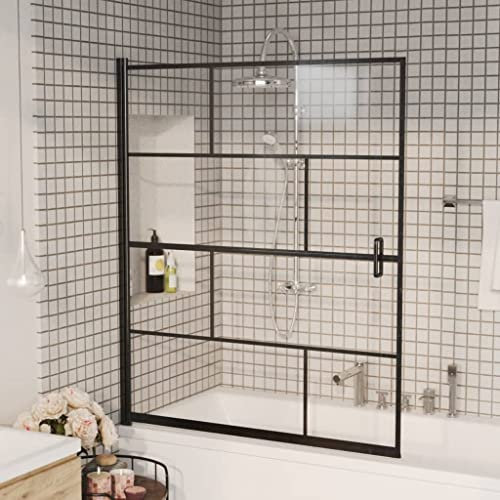 HOMIUSE Cabina doccia ESG, 116 x 140 cm, colore nero, per vasca da bagno, doccia, in vetro, per vasca da bagno, divisorio per doccia, aspetto chiaro, elegante e alla moda