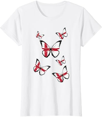 Womens England Flag Butterfly British Isles English Flag UK T-Shirt