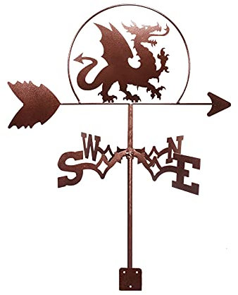Wetterfahne Wetterfahne Edelstahl Windrichtungsanzeige Wetterhahn Metallprodukte Gartenstecker Kunst Dekor mit Montagehalterung (Drache)
