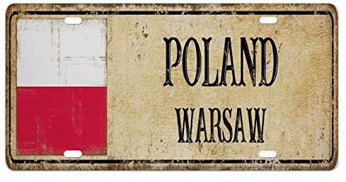 Capital City of Poland Varsovia - Cubierta para matrícula de aluminio, recuerdo de la ciudad capital, placa de matrícula, novedad, etiqueta de coche, 6 pulgadas x 12 pulgadas, para mujeres, niñas,