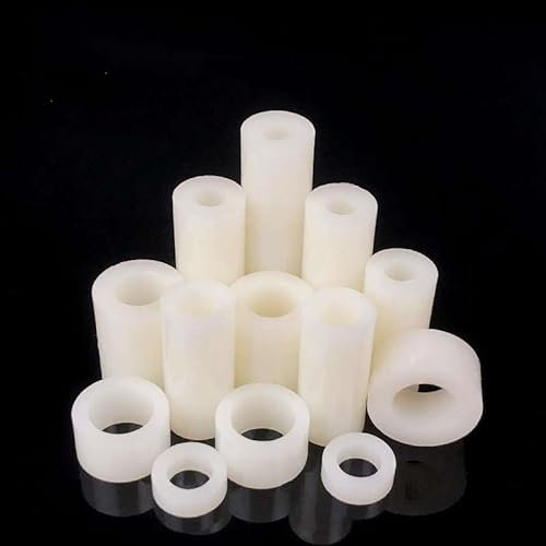 AHSKY 20/50 Stück M3 M4 M5 M6 M8 Weißes ABS-Nylon-Kunststoff-Abstandshalter ohne Gewinde runder hohler Abstandshalter for Leiterplatten-Abstandshalter (Color : White ABS Spacer, Size : M3X3 50PCS)