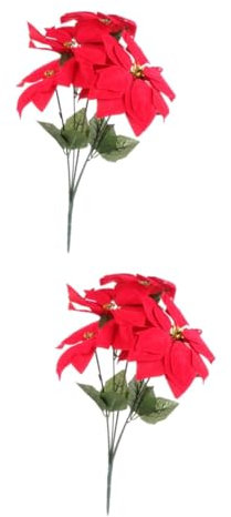 Warmhm 2stücke Künstlicher Weihnachtsstern Bouquet Realistische Poinsettia Für Festliche Dekoration Für Weihnachten Hochzeiten Und Partys Wiederverwendbar Und Lebendig