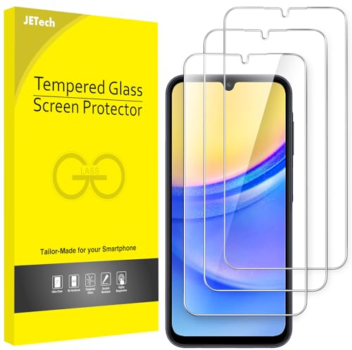 JETech Screen Protector for Samsung Galaxy A15 4G / 5G 6.5-Inch, 9H Tempered Glass Film, Anti-Scratch, HD Clear, 3-Pack