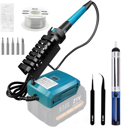 VKE Set per Saldatore Portatile set per Saldatore con Temperatura Regolabile Saldatore Senza fili con Temperatura Regolabile(Senza batterie)