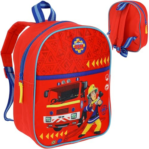 alles-meine.de GmbH Kleiner - Kinder Rucksack - Feuerwehrmann Sam - Tasche - 29 cm - wasserfest & beschichtet - Kinderrucksack - 1 Fach - groß Kind - Jungen Mädchen - Kindergarte..
