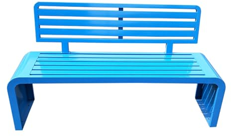 GAMAK Gartenbank Wetterfest Sale, Gartenbank Metall Wetterfest für Garten, Vorgarten Stadt Dorf Gemeinde mit Rückenlehne & Armlehne, Eisenbank für 3 Sitzer(Blue,100cm)
