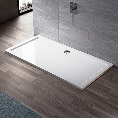 ELEGANT Rectangular 1700 x 700 x 40 mm Stone Tray for Shower Enclosure | With Waste Trap, Durable Stone Shower Trays for Shower Door, Shower Cubicle Base for Wetroom