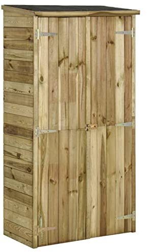 Gecheer Geräteschuppen Kiefernholz 85×48×177 cm praktischer Holzlagerschrank mit 3 Regalböden für Garten Werkzeugaufbewahrung