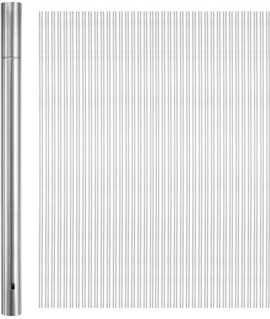 sourcing map 100 Stück Metall Kebob Spieße 40 cm x 2,8 cm Edelstahl Runde Stäbchen Wiederverwendbare BBQ Grillspieße Outdoor Grillstab mit Rohr Aufbewahrung für Fleisch, Garnelen, Obst, Gemüse