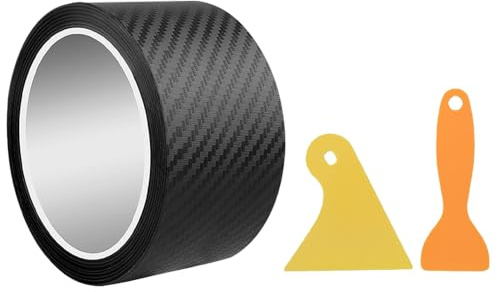 Carbon Folie Auto, Einstiegsleisten Schutz 5cm*10m Einstiegsleisten Kohlefaser Aufkleber Einstiegsleisten Schutz Selbstklebend Schutzfolie für die meisten Autos Schwarz