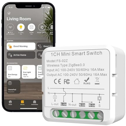 JAOGAUS Zigbee Mini Smart Schalter, DIY Wlan Smart Switch Modul, Smart Lichtschalter Zigbee Hub Erforderlich, Hausautomation, Kompatibel mit Smart Life/Tuya APP, Alexa, Google Home, Home Assistant,1