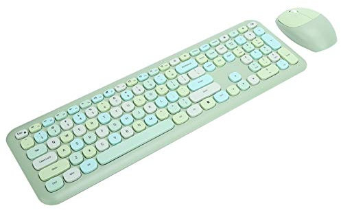 ZGPjubilant Combos Clavier et Souris sans Fil, Souris Clavier de Jeu 110 Touches, Plug and Play, avec Touches multimédia, pour Accessoire Informatique de Bureau et de Maison(Vert)