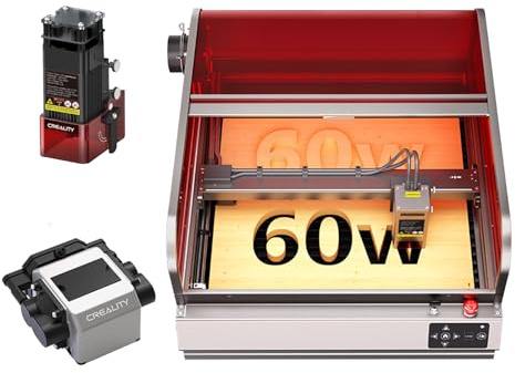 Creality Falcon 2 Pro 60W Laser Graviermaschine mit 1.6W Lasermodul, Kamera, Gehäuse, Air Assist, 3-stufig einstellbarer Strahl, Sauberere Oberfläche, Hochpräzises Gravieren Schneiden für Holz Metall