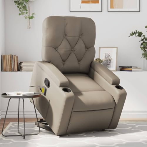 Homgoday Massagesessel mit Aufstehhilfe Fernsehsessel Aufstehsessel Massagesessel mit Liegefunktion Relaxsessel Verstellbar Sessel TV Sessel Wohnzimmer Cappuccino-Braun Kunstleder