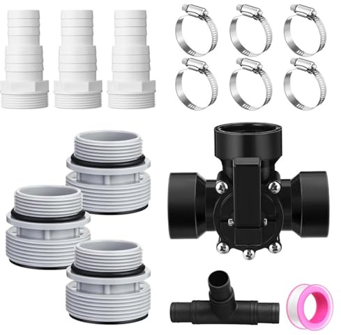 Juego Adaptadores Válvulas Piscina 3 Vías Abrazaderas Manguera Anillos Sellado Válvulas Conversión Manguera Filtro Adaptador Manguera Piscina