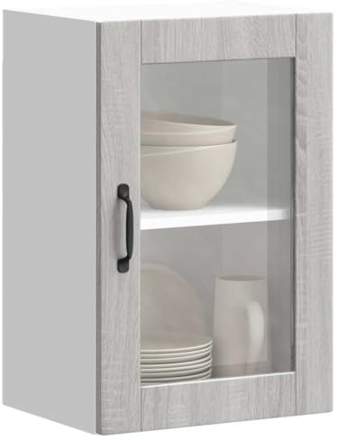 Generisch Küchen-Hängeschrank mit Glastür Porto Grau Sonoma,jiangboyue-854013