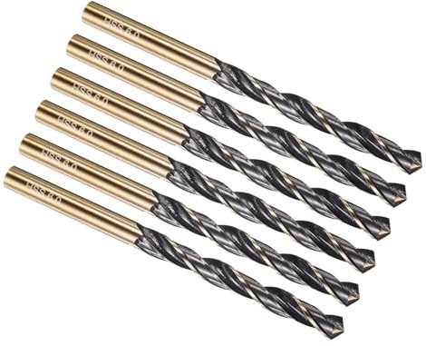 PATIKIL 6mm Drill Bit M2 High-Speed Steel 118° for Metal 6 Pack | Jobber Straight Shank 118° Nitriding Black and Gold Finish for Stainless Steel Hard Metal