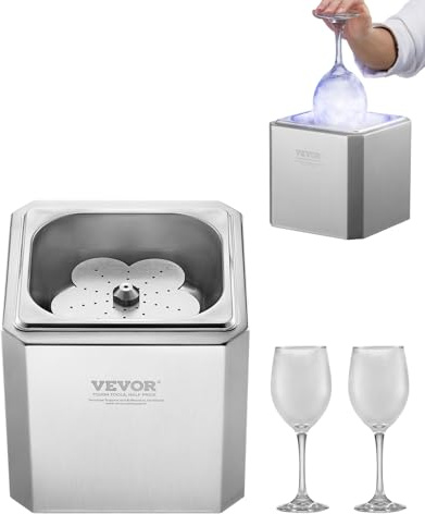 VEVOR Enfriador de Vasos con CO₂ para Cerveza 8-10 Segundos por Taza con Luz LED Enfriador de Vidrio Instantáneo para Vino, Cóctel, Champán, Bebidas Mixtas para Bar, Restaurante, Cocina Casera