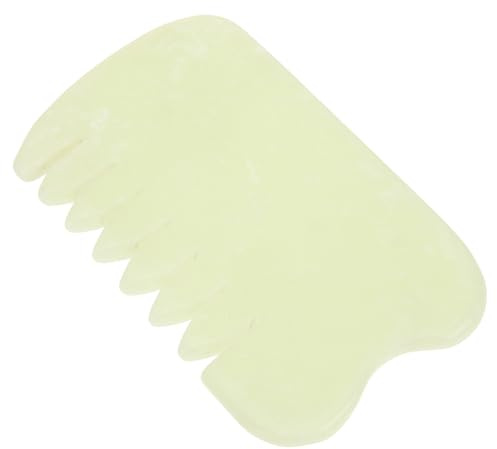 Gua Sha Kamm aus Jade für Kopfhautmassage und Schaben | Grüne Ausführung, für Hand und Kopf Nutzbar, Kompakte Form für Tägliche Anwendung