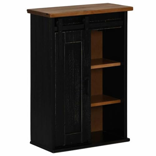 HEFZGDB Hängeschrank Halden mit Schiebetür Schwarz 49x22,5x70 cm Kiefer Badschrank Küchenschrank Vorratsschrank Küchenschränke für Speisesaal Wohnbereich Badezimmer Küche