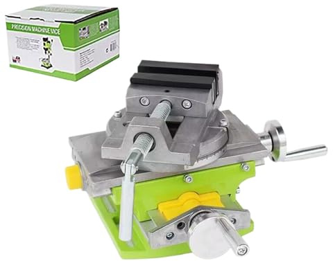 Étau de perceuse à colonne à coulisse transversale - Étau de fraisage en métal Pince plate, Pince d'établi 2 voies X-Y | établi à table croisée multifonction, Table rotative 90°3 pouces Glissière