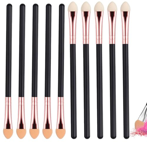 Sponge Eyeshadow Brush Set - 10Pcs Double-Sided Washable Reusable Eyeshadow Applicators for Women - Portable Professional Eye Shadow Makeup Tools for Precision Blending Application