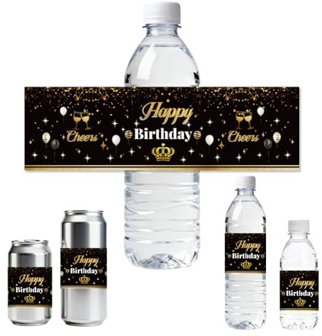 ANATTASOUL 30 Etichette Personalizzate, Compleanno con Corona Etichette For Bottiglie, Compleanni, Battesimo, Matrimonio, Bar, Mitzvah, Decorazione, Autoadesiva, Confezione Di Caramelle