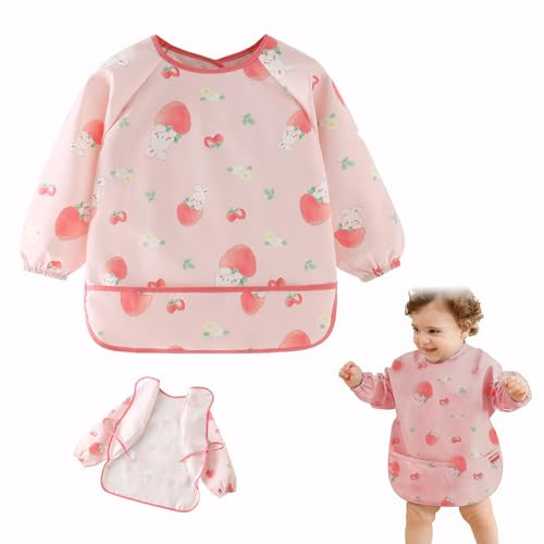 Asitanie Lätzchen mit Ärmeln,Ärmellätzchen,PU Wasserdicht Baby Lätzchen,Ärmellätzchen baby mit Ärmeln,Geeignet für 0-2 Jahre Alt Säuglinge und Kleinkinder,Maschinenwaschbar,Leicht zu Reinigen