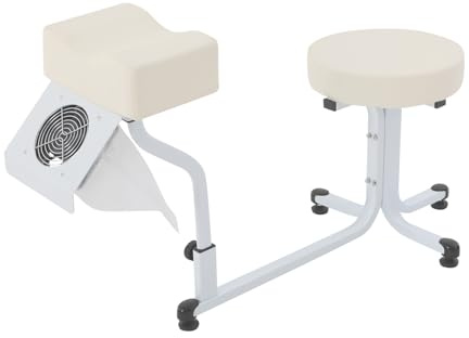 DHQCQL Fußpflegestuhl, 22W 220V Mobile Beinstütze Fußpflege mit Staubreinigungsventilator, Multifunktionale PU Pad Pediküre Stuhl für Nail Tech Spa Beauty Salon Studio Equipment Supplies (Weiß)