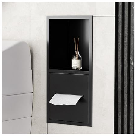 ASumPio Shower Niche, Stainless Steel Embedded Wall Shelf, Bathroom Shelves, Home Bedroom Kitchen Wet Room Alcove, Shampoo Toiletry Toilet Paper Waterproof St,Black-20x40x12.5CM/7.88x15.75x4.93in