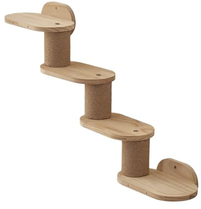 Katzenregale zur Wandmontage, aus Holz, schwimmende Kletterleiter, Treppenkratzer, Spielplatzstation für den Innenbereich, 80 x 48 cm