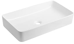 sanicomfort Aufsatzwaschtisch GOJA 59 x 30 cm – Waschbecken ohne Überlauf – Keramik Waschschale in weiß matt, modernes Design für Bad & Gäste-WC