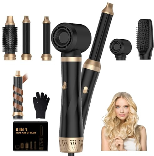 Styler 5 in 1 Hairstyler Pro, Hair Styler Set, Multi Air Magic Styler with Auto-Wrap, 1000w Ionic Blow Dryer Brush, All in One Styling Tool for Quick Drying, Voluming and Curling, Salon at Home