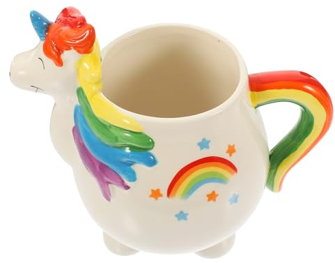 TOYANDONA Taza De Unicornio De Cerámica 450ml Diseño De Dibujos Animados Colorido Para Mujer y Niños Taza De Café Para Oficina y Hogar