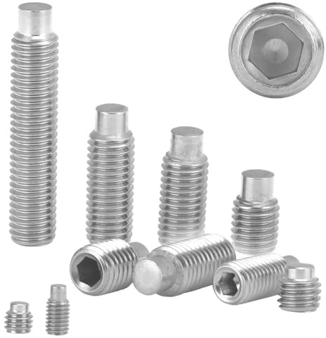5 Stück Gewindestifte M12x35 Edelstahl A2 mit Innensechskant und Zapfen DIN 915 / ISO 4028 Madenschrauben WIBTEC®