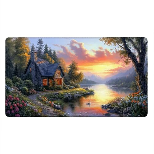Gaming Mouse Pad 1800x900mm Large Gaming Mouse Mat with Stitched Edges, XXL Desk Mat Non-Slip Base, Keyboard Pad Water Resist Surface, Home Office Computer, Precision Speed (Sunset Scenery) xR1-681