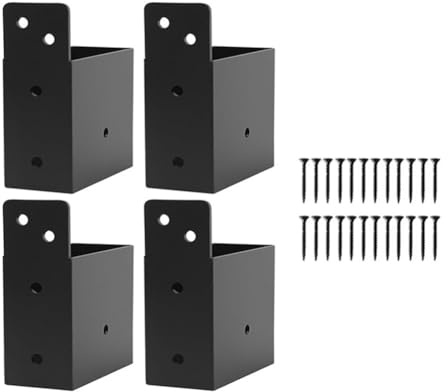 Homeponnew Ensemble de supports de pergola en acier au carbone – Connecteurs robustes pour poteau et balustrade pour bois 2x4 (4,1 x 9,1 cm), kit de 4 pièces avec 24 vis
