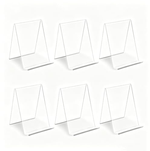 Support de Livre en Acrylique Transparent,6 PCS Présentoir Livre avec Rebord,Porte Livre pour Manga,Lutrin pour Support Livre Ouvert,Présentoir à Livres pour Brochures Carte de Menus Magazine