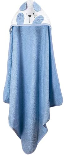 Ti TIN Asciugamano Per Neonato con Cappuccio 100% Cotone | Asciugamano Morbido e Assorbente con Cappuccio con Un Disegno Di Orecchie a Coniglietto in Azzurro, 100x100 cm