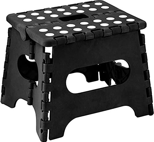 Dashmesh Onlines Marchepied pliant léger, solide, compact, antidérapant, multi-usage et facile à transporter pour enfants et adultes Noir 18 cm