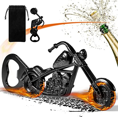 LKKCHER Flaschenöffner, Bieröffner, Chopper Motorrad Flaschenöffner, Biergeschenke für Männer, Gadget für Männer, Motorradgeschenke für Männer, Geschenke für Papa und Freund, Schwarz mit Tasche