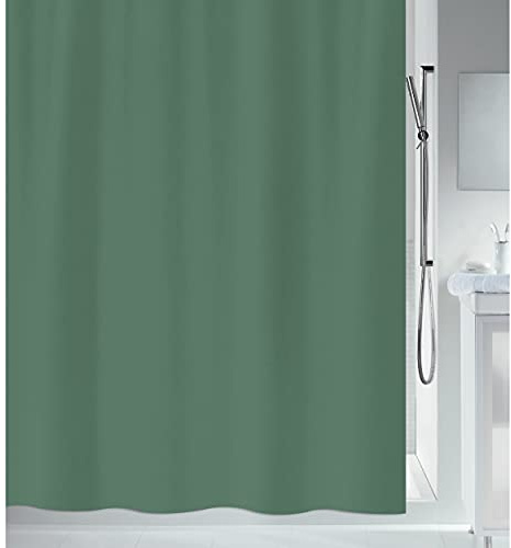 Spirella Anti-Schimmel Duschvorhang - Anti-Bakteriell, waschbar, wasserdicht - Polyester, „Primo “ 180x180cm Dunkelgrün, Green