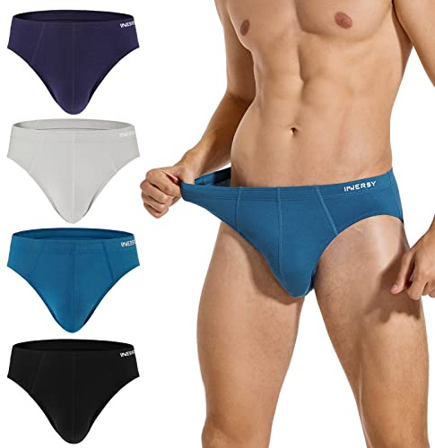 INNERSY Slip Herren Weich Unterhosen Männer Atmungsaktiv Unterwäsche 4 Pack | Baumwolle Viskose Herrenslip, Bequeme Pants für den Alltag, Midi Briefs mit Stoffbezogener Bund, Trainings/Sportunterwäsche