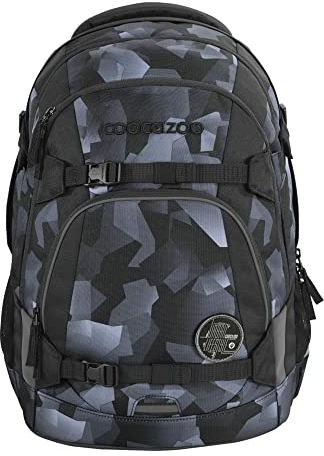 coocazoo Schulrucksack Mate „Grey Rocks”, schwarz-grau, ergonomischer & anpassbarer Tornister, höhen- & größenverstellbar, mit Brustgurt & Hüftgurt, ab der 3. Klasse